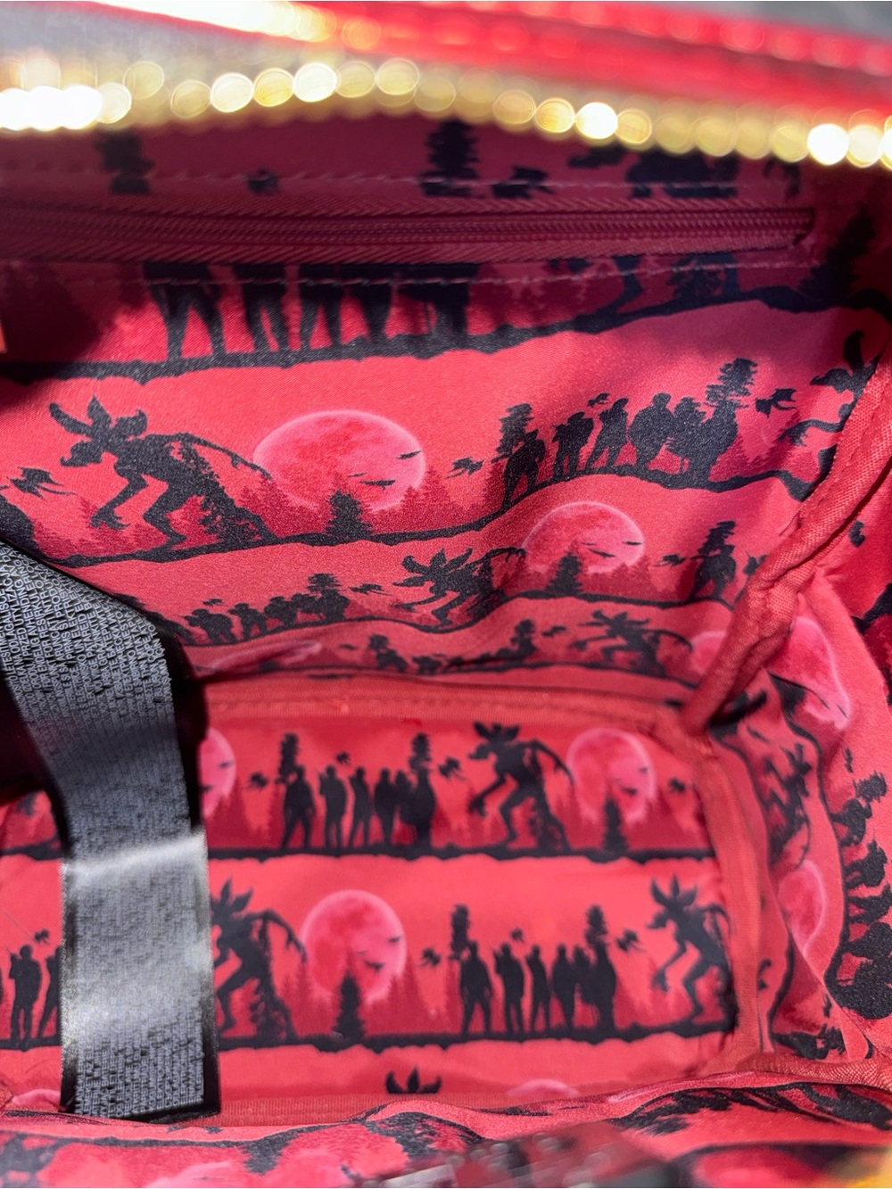 Loungefly Stranger Things Red and Black Mini Backpack with Characters - Picture 9 of 9